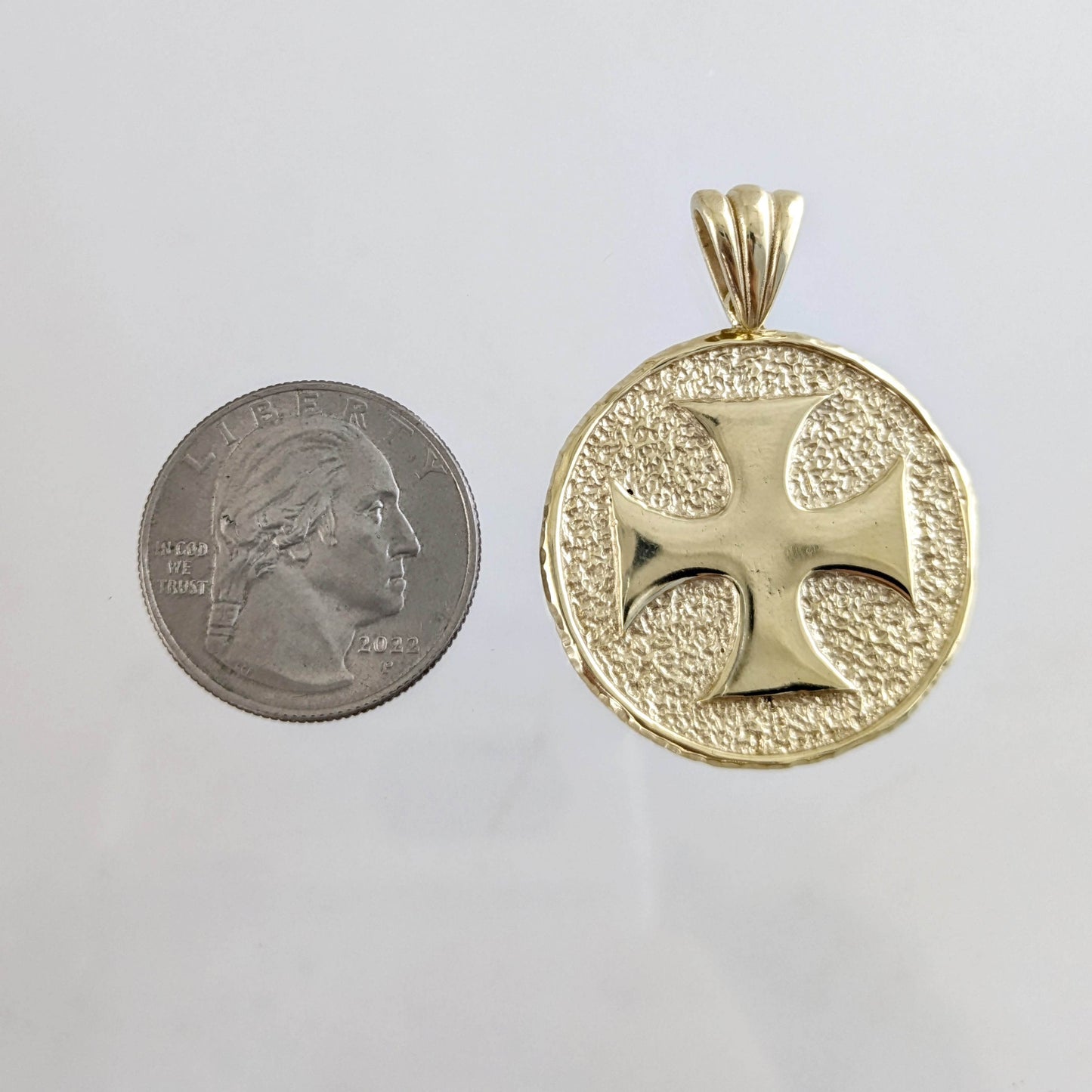 Embossed Cross Medallion Pendant - TurkishBling