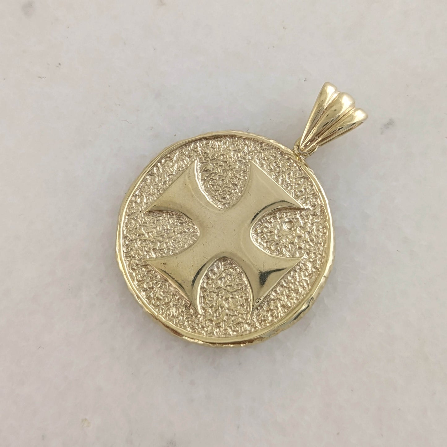 Embossed Cross Medallion Pendant - TurkishBling