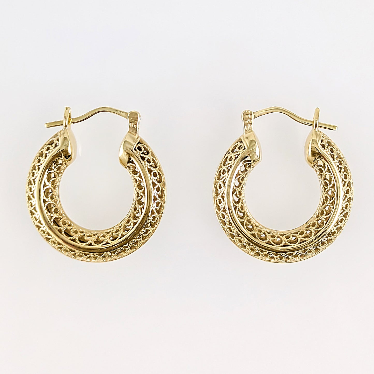 Stunning Gold Filigree Hoops – Artisan Handcrafted Small Hoops, 1-Inch Vintage-Inspired Jewelry