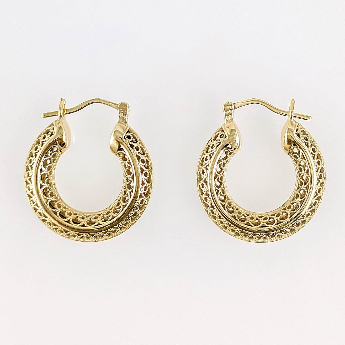 Stunning Gold Filigree Hoops – Artisan Handcrafted Small Hoops, 1-Inch Vintage-Inspired Jewelry - TurkishBling