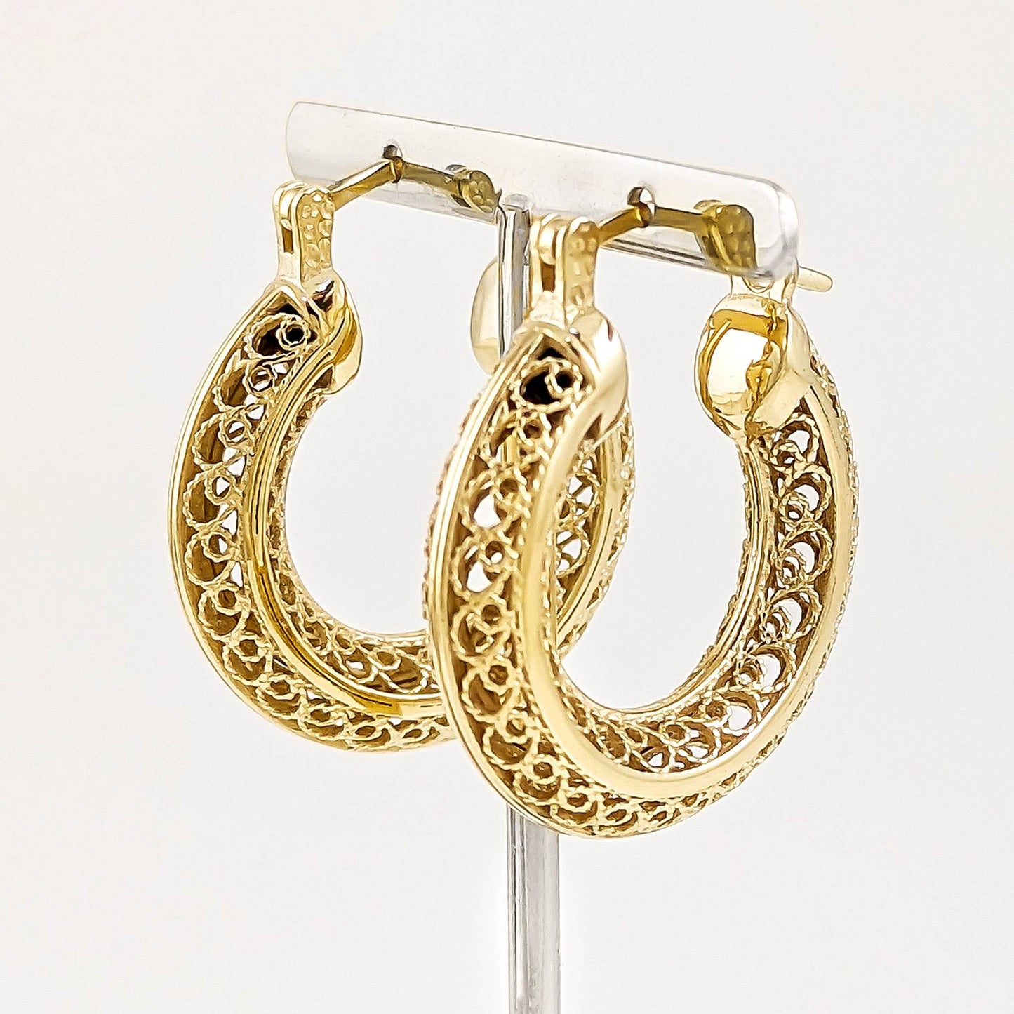 Stunning Gold Filigree Hoops – Artisan Handcrafted Small Hoops, 1-Inch Vintage-Inspired Jewelry - TurkishBling