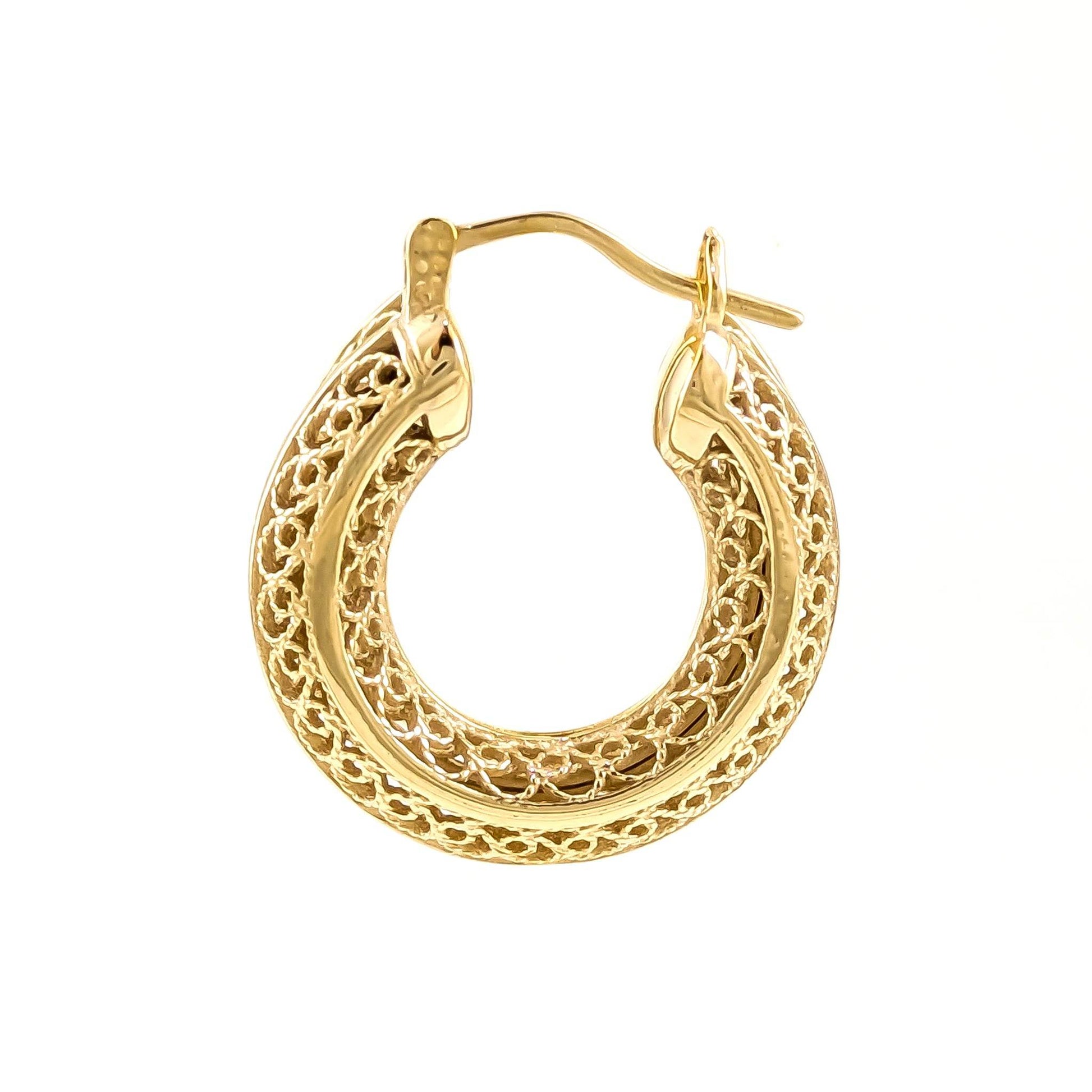 Stunning Gold Filigree Hoops – Artisan Handcrafted Small Hoops, 1-Inch Vintage-Inspired Jewelry - TurkishBling