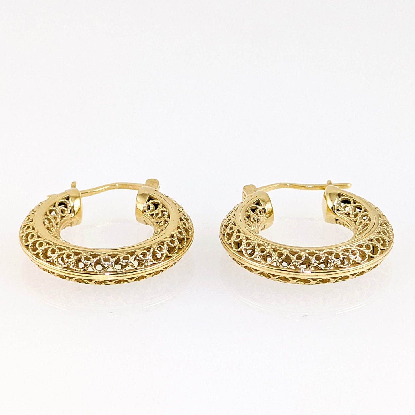 Stunning Gold Filigree Hoops – Artisan Handcrafted Small Hoops, 1-Inch Vintage-Inspired Jewelry - TurkishBling