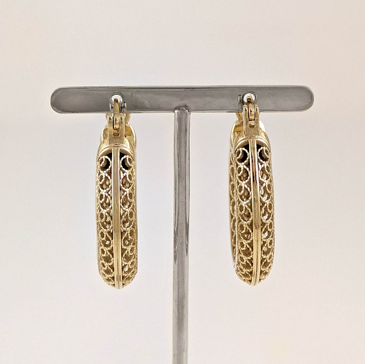 Stunning Gold Filigree Hoops – Artisan Handcrafted Small Hoops, 1-Inch Vintage-Inspired Jewelry - TurkishBling
