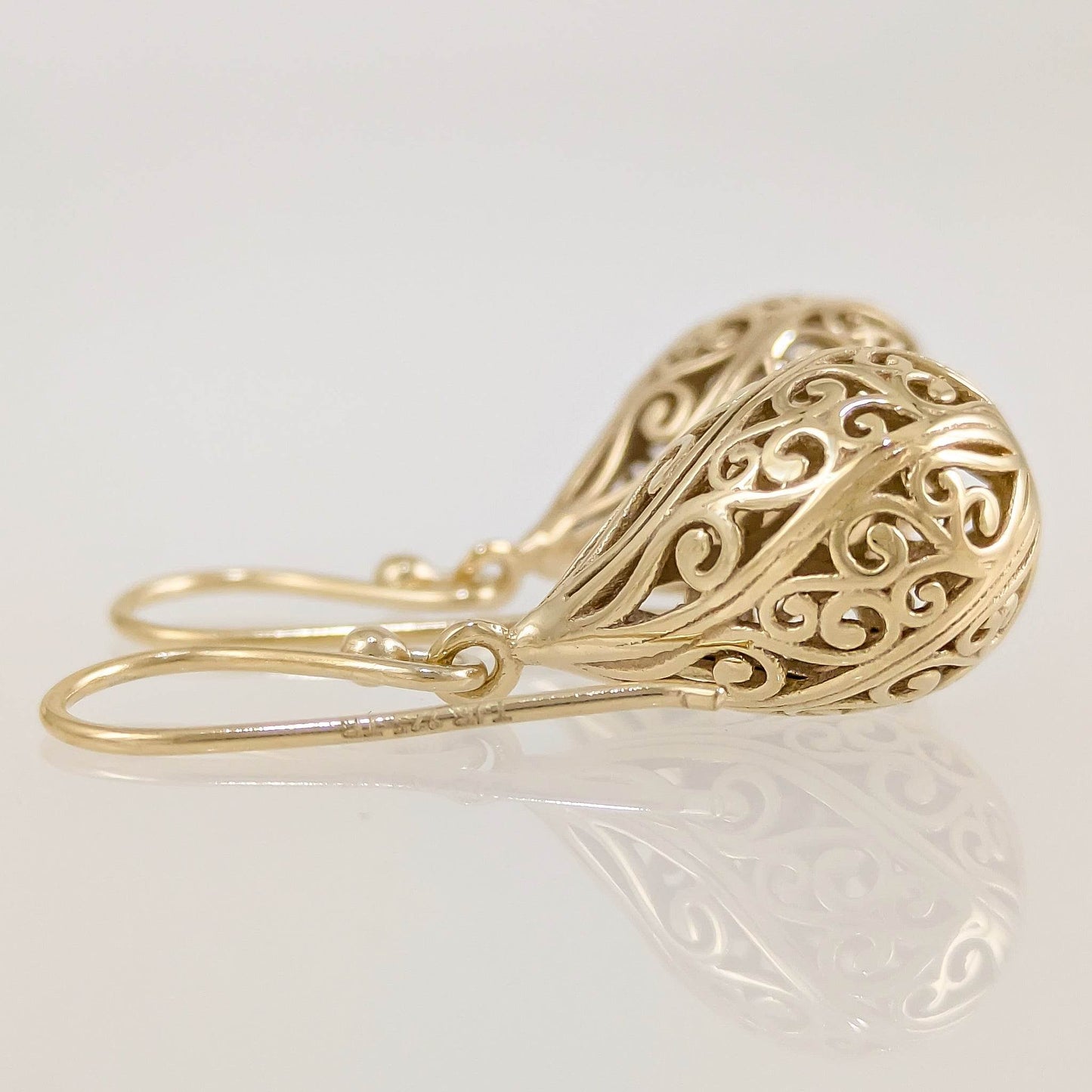 Teardrop Swirl Filigree Earrings with Hollow Design - TurkishBling