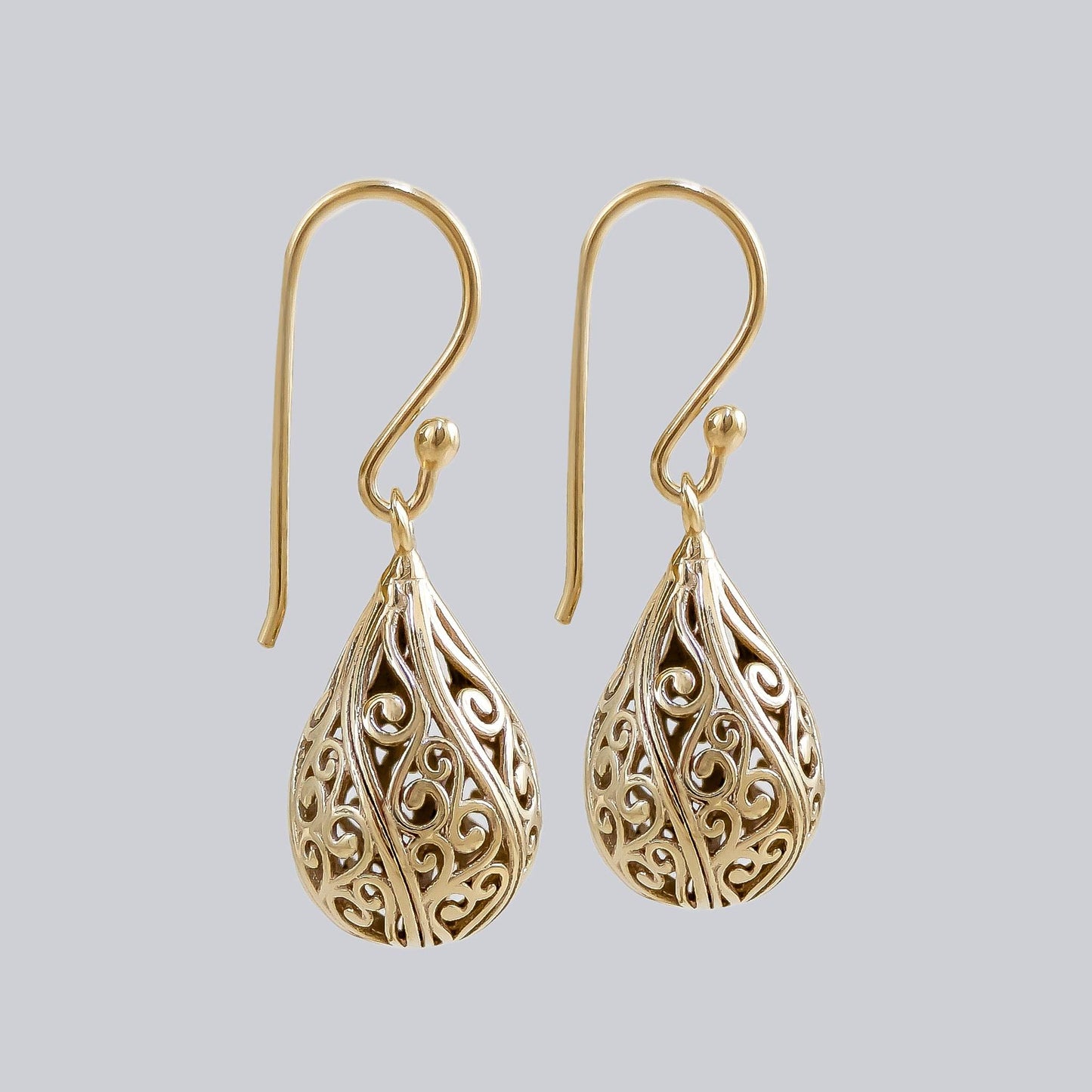Teardrop Swirl Filigree Earrings with Hollow Design - TurkishBling