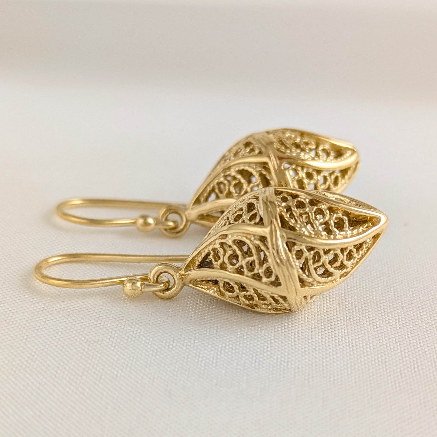 Mesmerizing Gold Nightingale Drop Earrings - TurkishBling