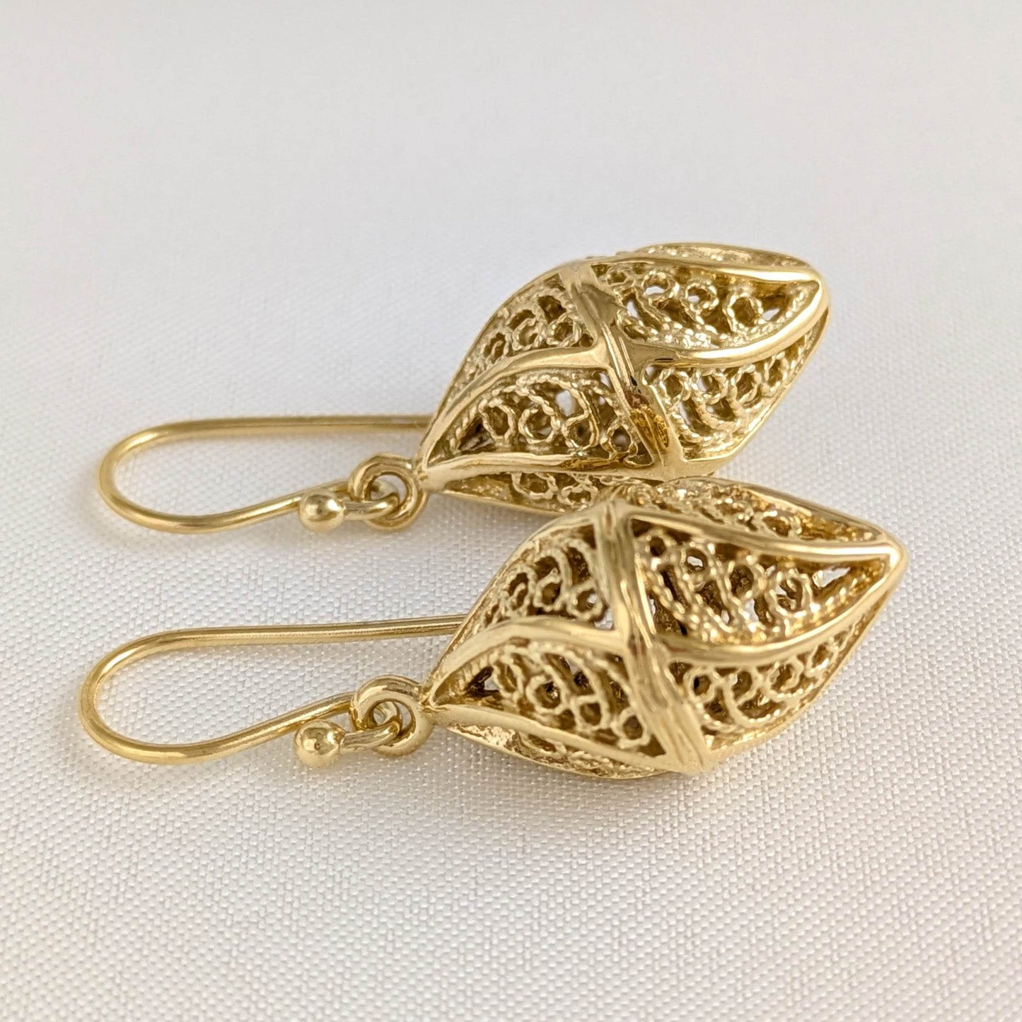 Mesmerizing Gold Nightingale Drop Earrings - TurkishBling