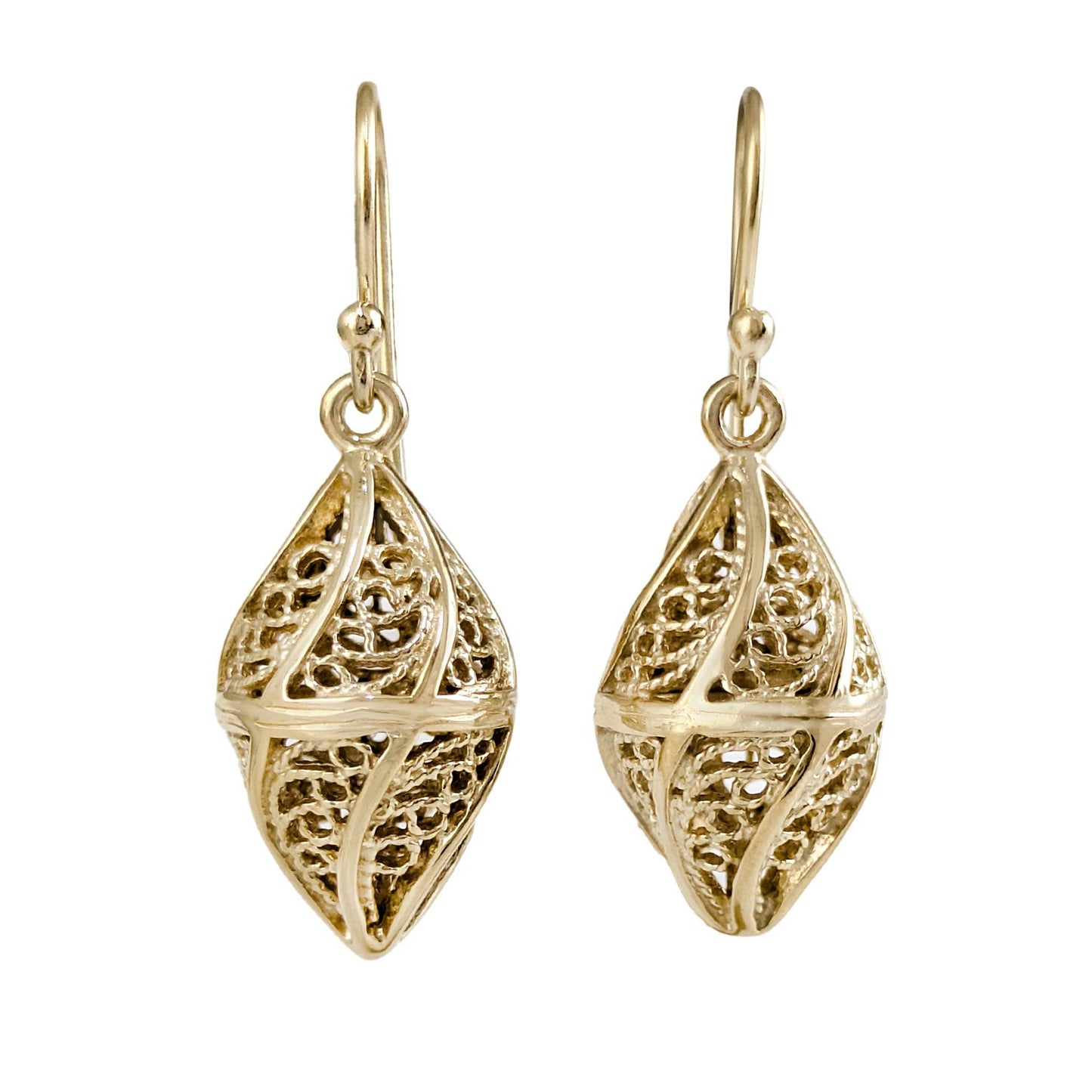 Mesmerizing Gold Nightingale Drop Earrings - TurkishBling