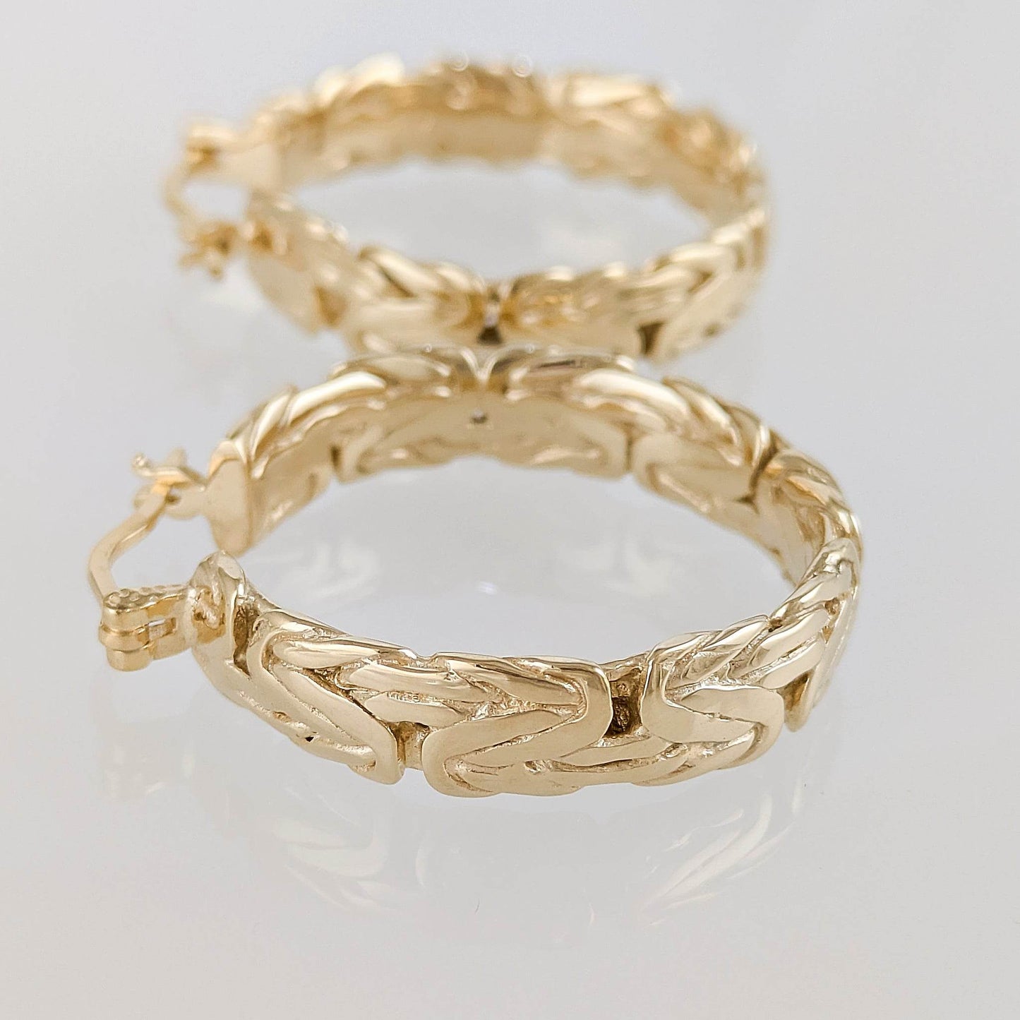 Byzantine Hoop Earrings with Woven Detail - TurkishBling
