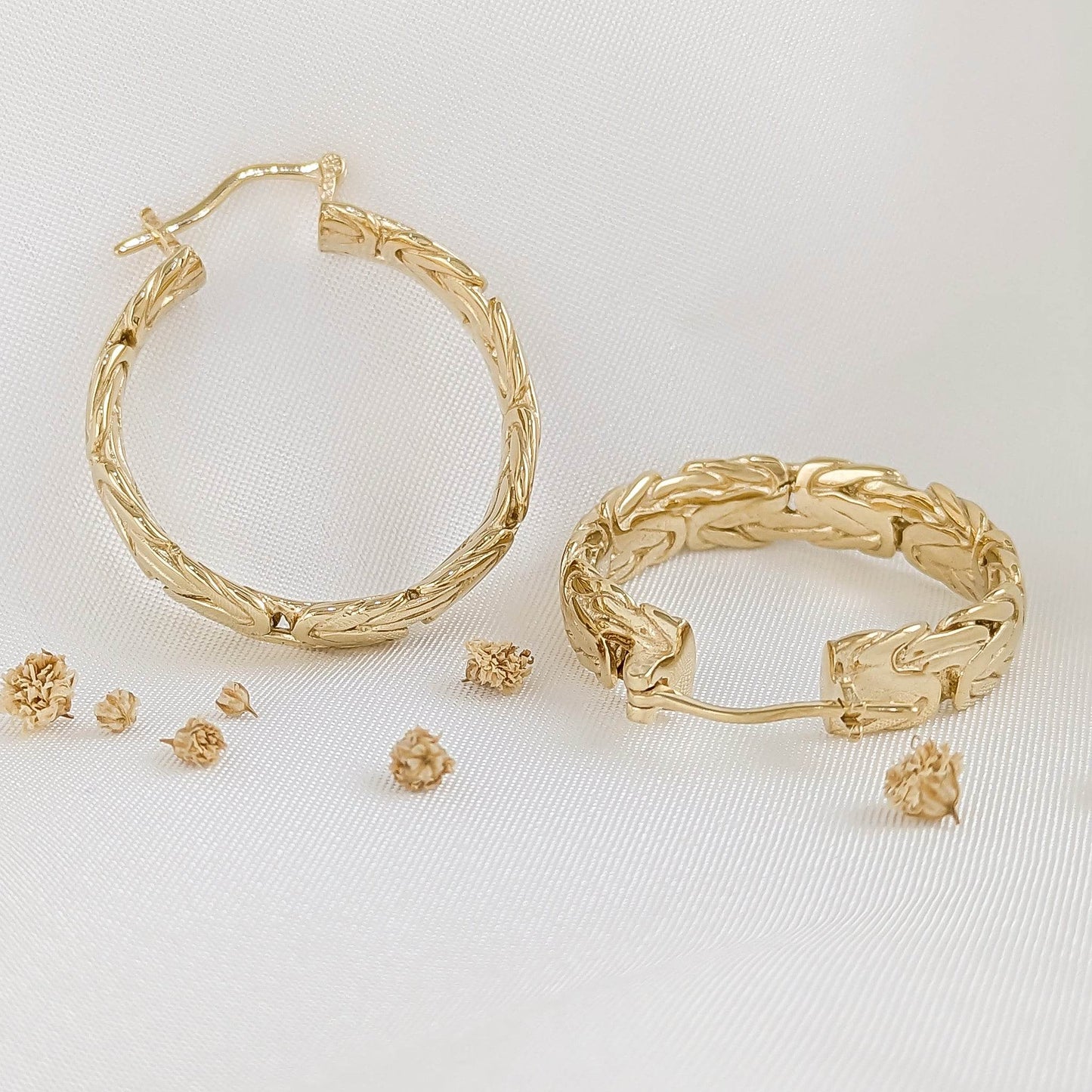 Byzantine Hoop Earrings with Woven Detail - TurkishBling