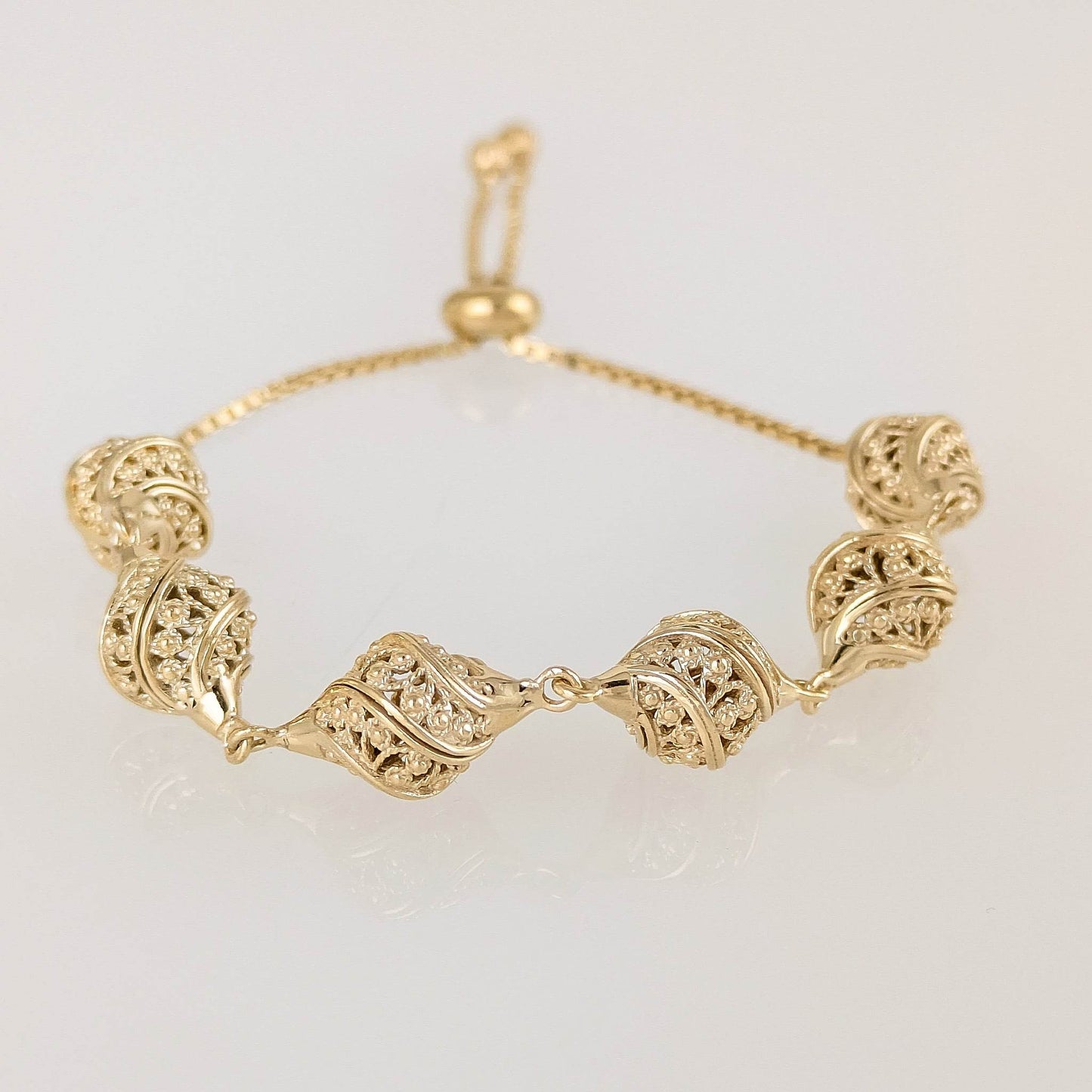Turkish Nightingale Dimensional Filigree Bolo Bracelet with Slide Clasp - TurkishBling
