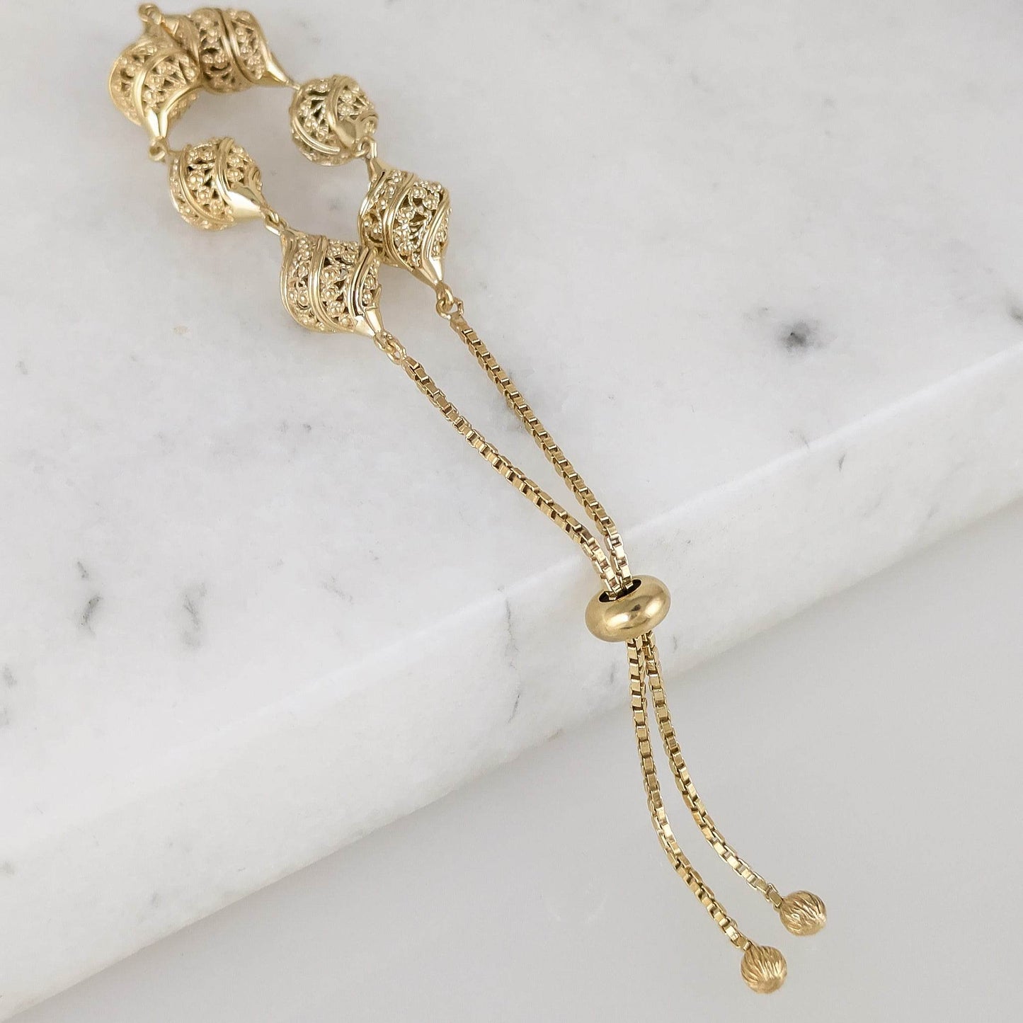 Turkish Nightingale Dimensional Filigree Bolo Bracelet with Slide Clasp - TurkishBling