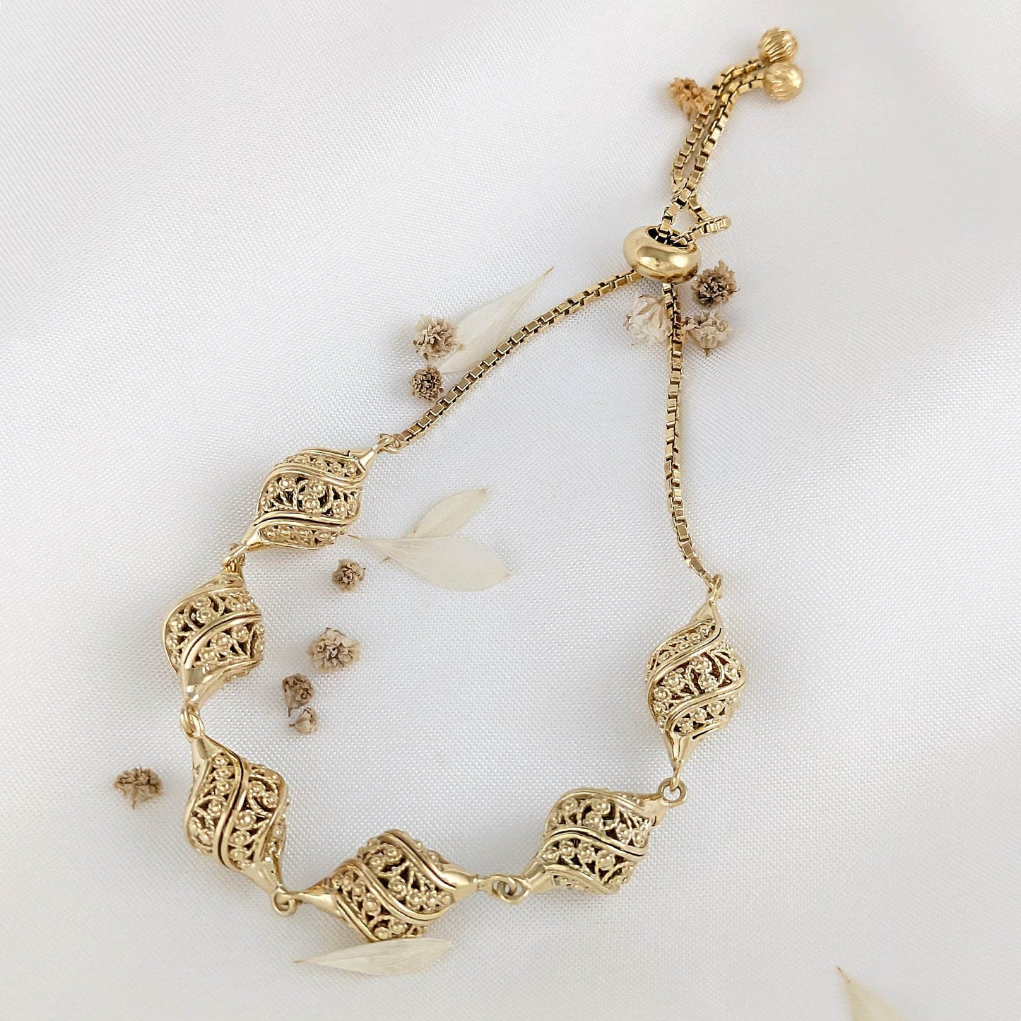 Turkish Nightingale Dimensional Filigree Bolo Bracelet with Slide Clasp - TurkishBling