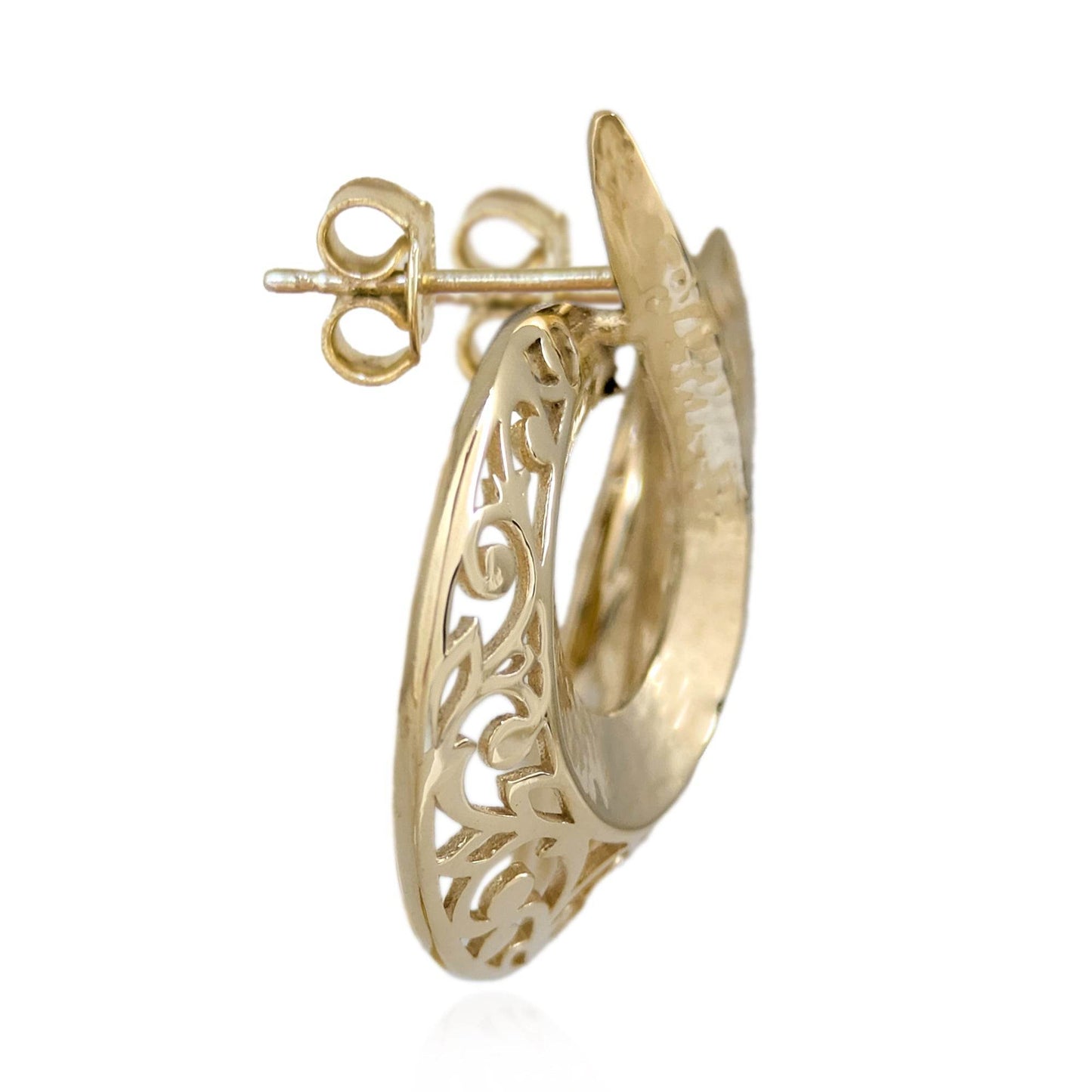 Filigree Swirl Hoop Earrings with Openwork Design - TurkishBling