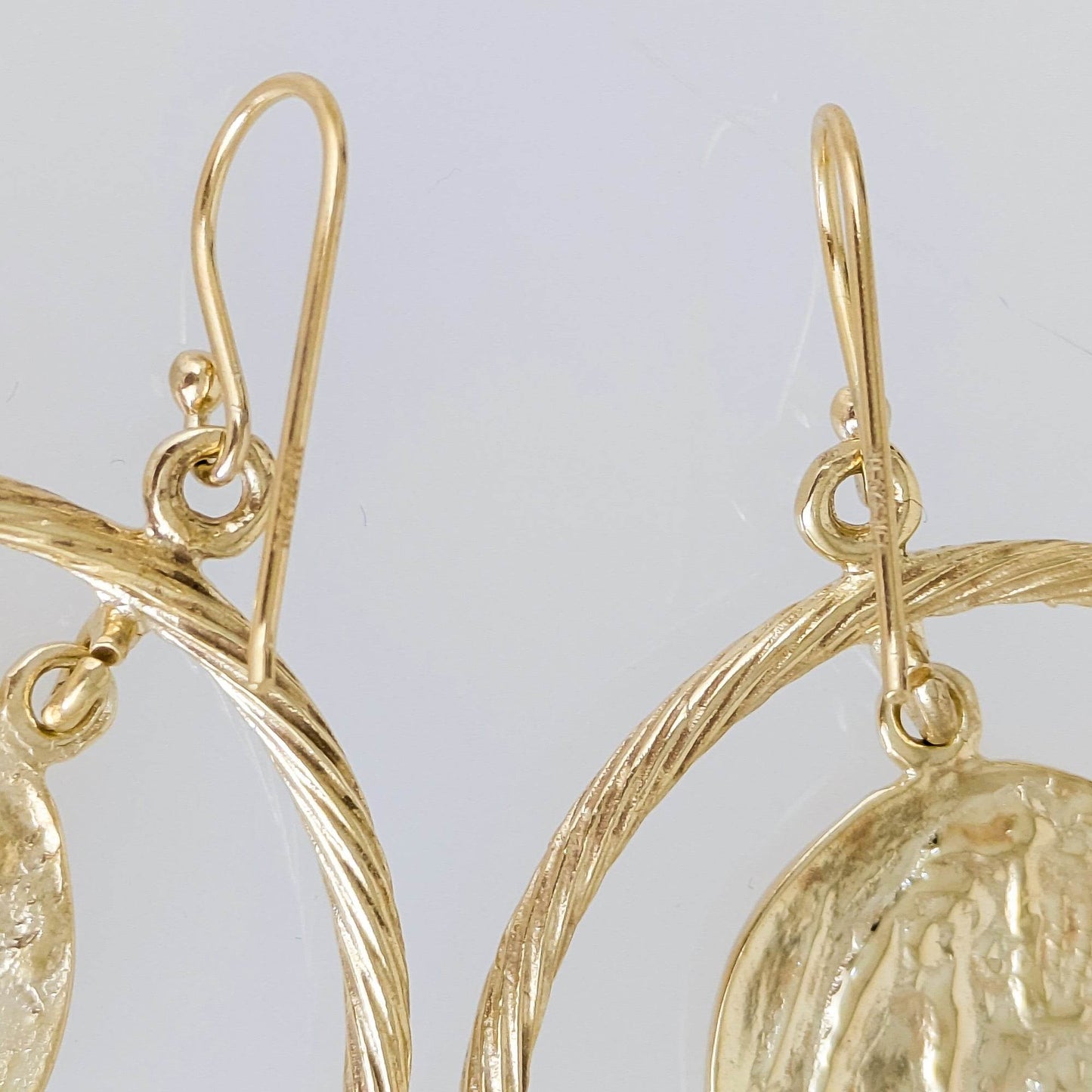 Ancient Coin Earrings in Cable Hoop on Hooks - TurkishBling