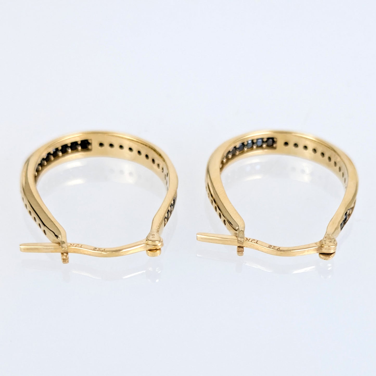 Black Spinel Hoop Earrings – Slim Oval Hoops