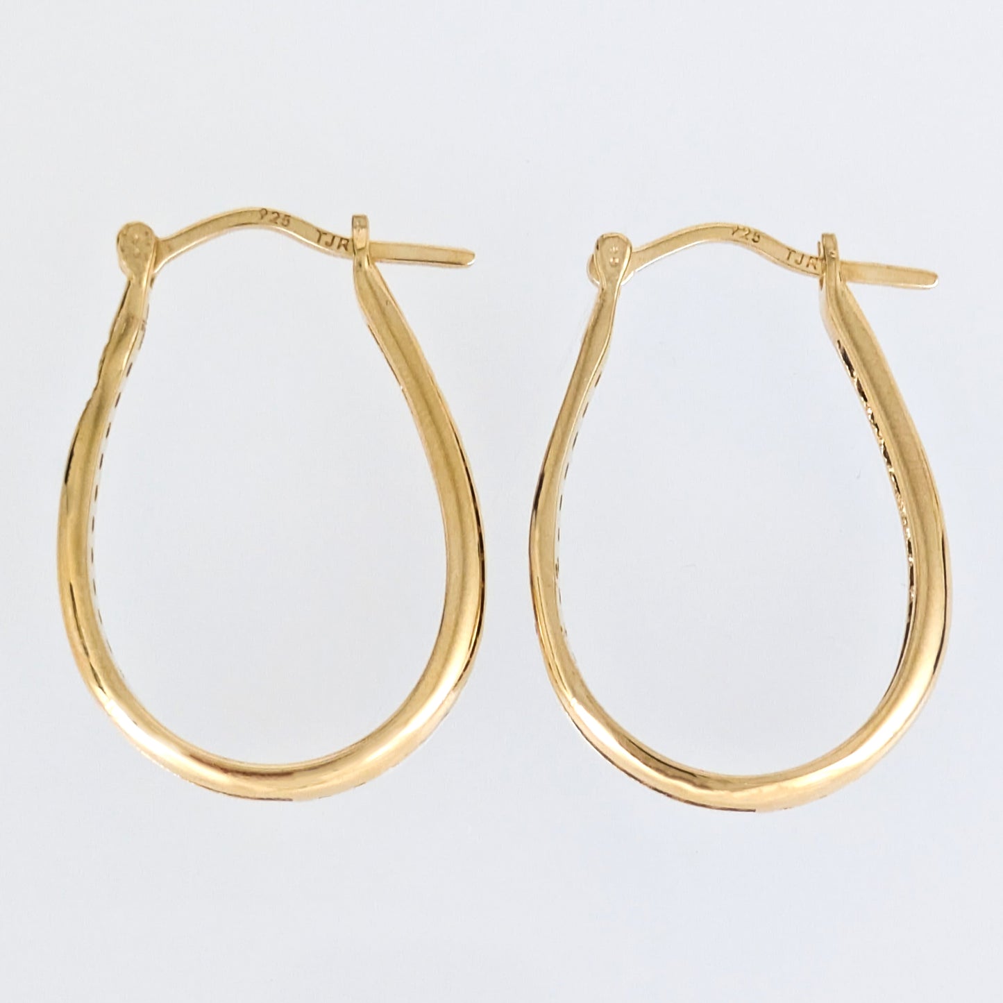 Black Spinel Hoop Earrings – Slim Oval Hoops