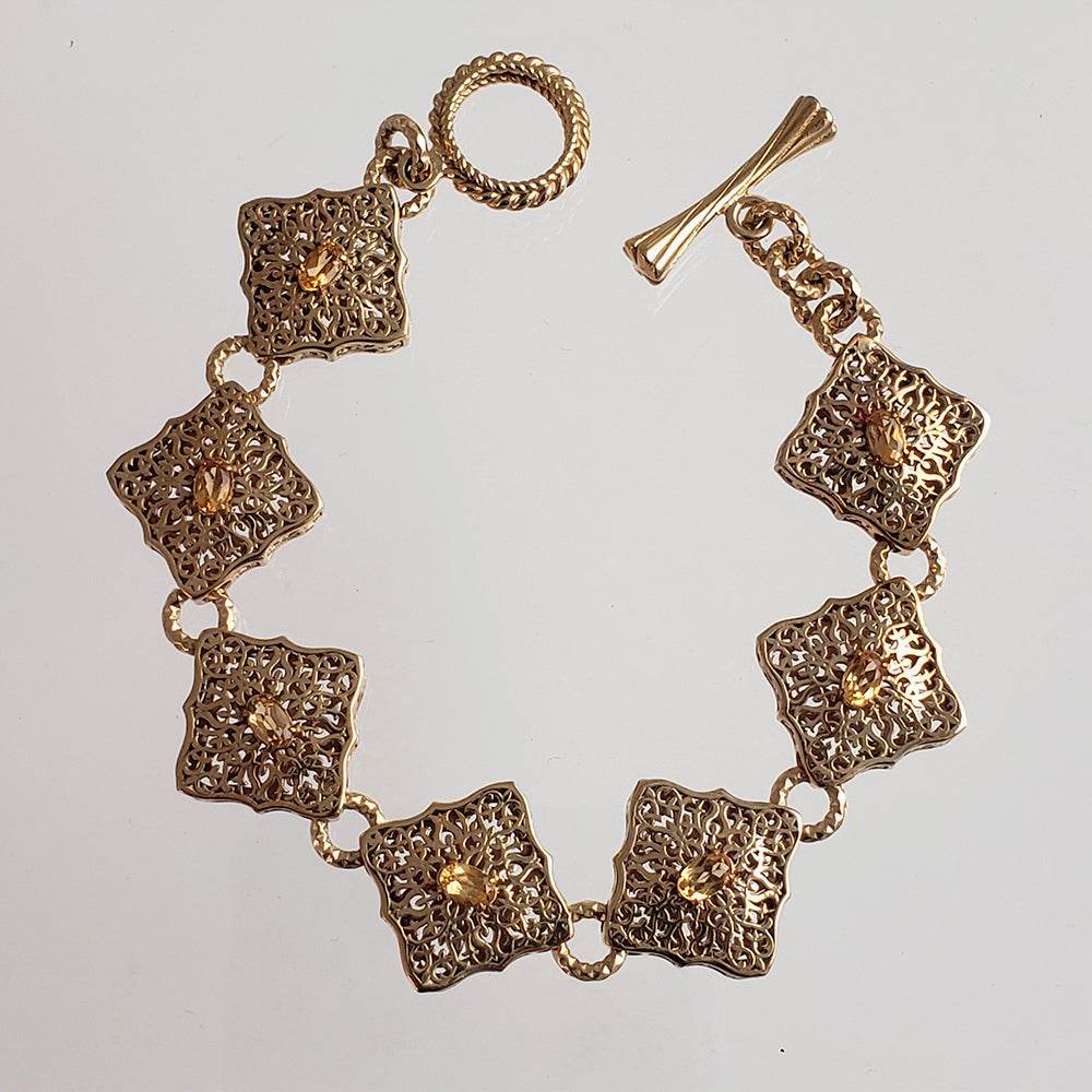 Luxurious Gemstone Panel Toggle Bracelet - TurkishBling