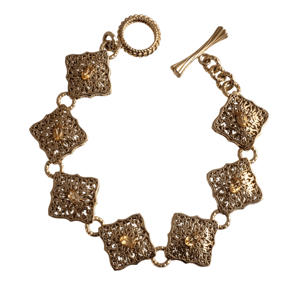 Luxurious Gemstone Panel Toggle Bracelet - TurkishBling