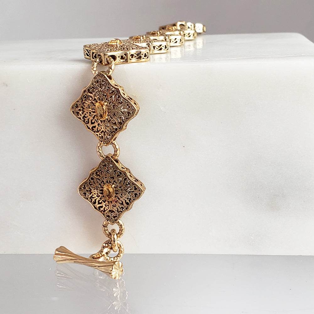 Luxurious Gemstone Panel Toggle Bracelet - TurkishBling