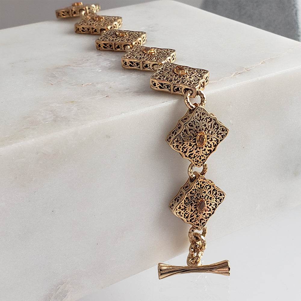 Luxurious Gemstone Panel Toggle Bracelet - TurkishBling