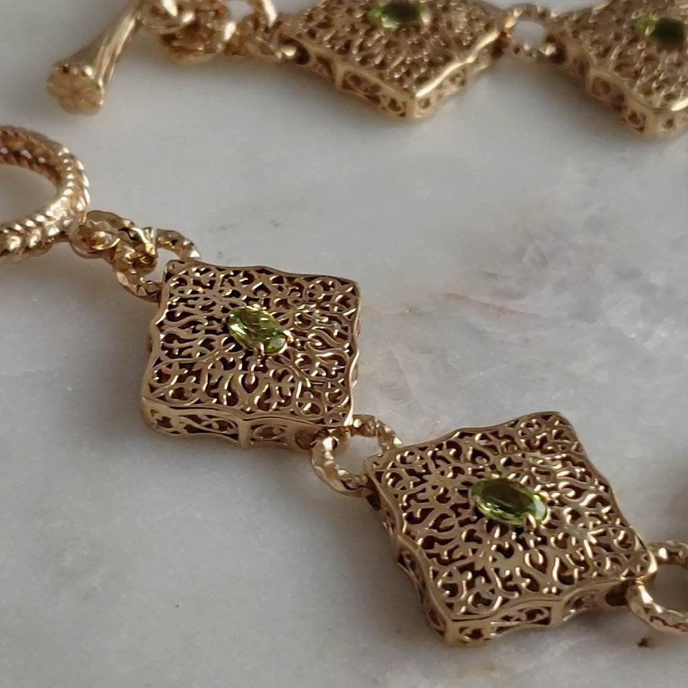 Luxurious Gemstone Panel Toggle Bracelet - TurkishBling
