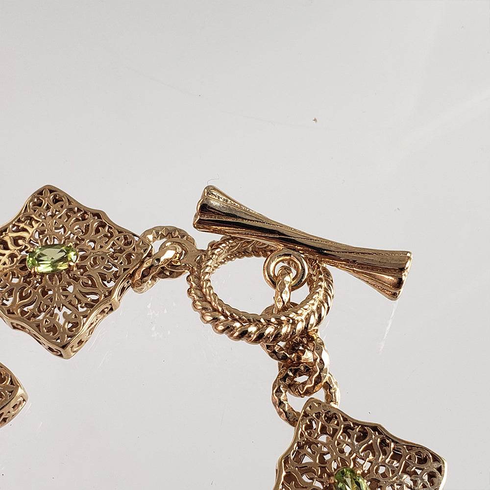Luxurious Gemstone Panel Toggle Bracelet - TurkishBling