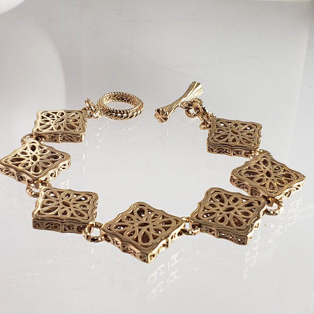 Luxurious Gemstone Panel Toggle Bracelet - TurkishBling