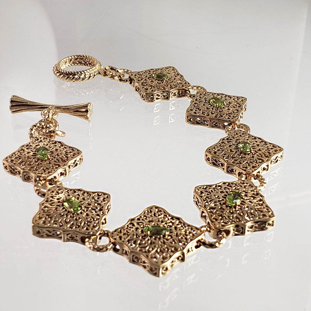 Luxurious Gemstone Panel Toggle Bracelet - TurkishBling