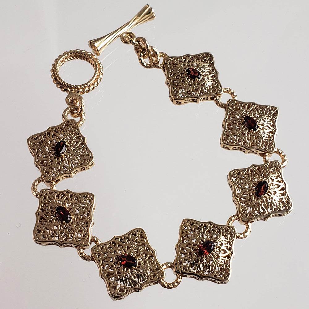 Luxurious Gemstone Panel Toggle Bracelet - TurkishBling