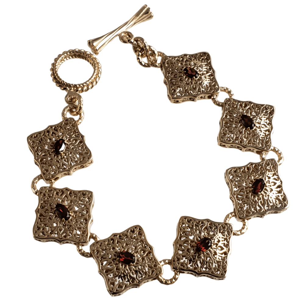 Luxurious Gemstone Panel Toggle Bracelet - TurkishBling