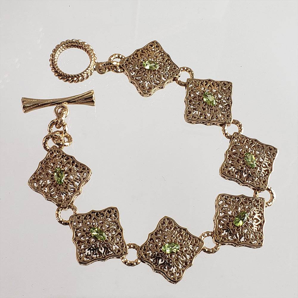 Luxurious Gemstone Panel Toggle Bracelet - TurkishBling