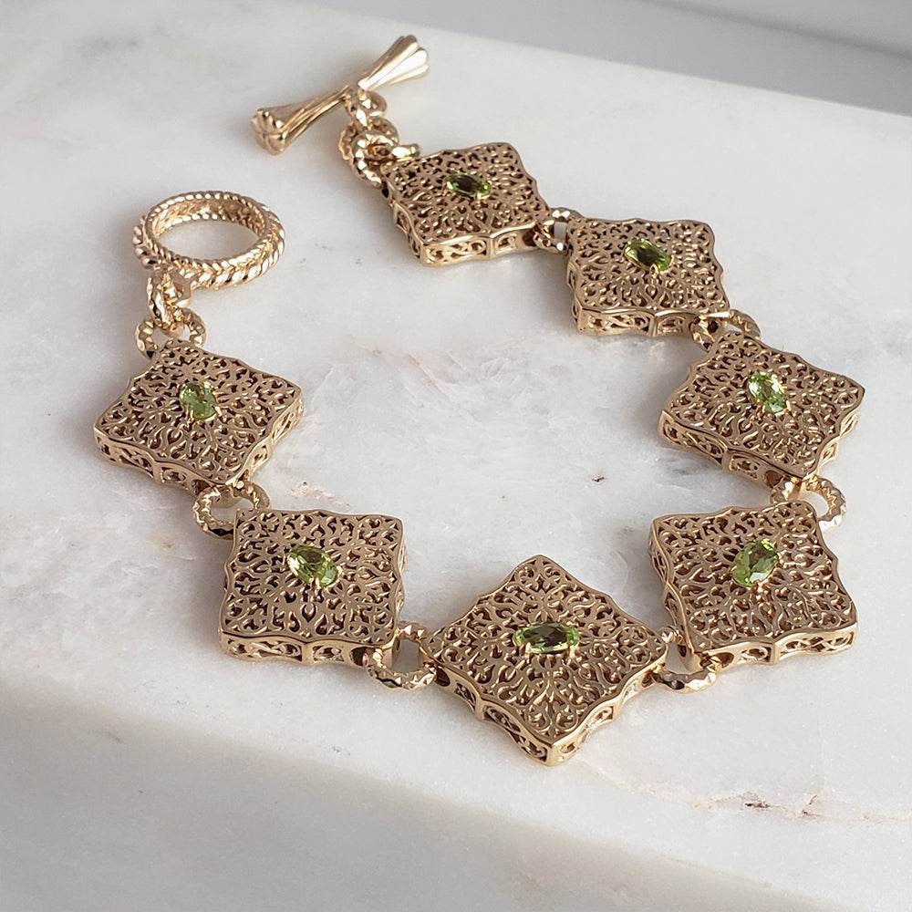Luxurious Gemstone Panel Toggle Bracelet - TurkishBling
