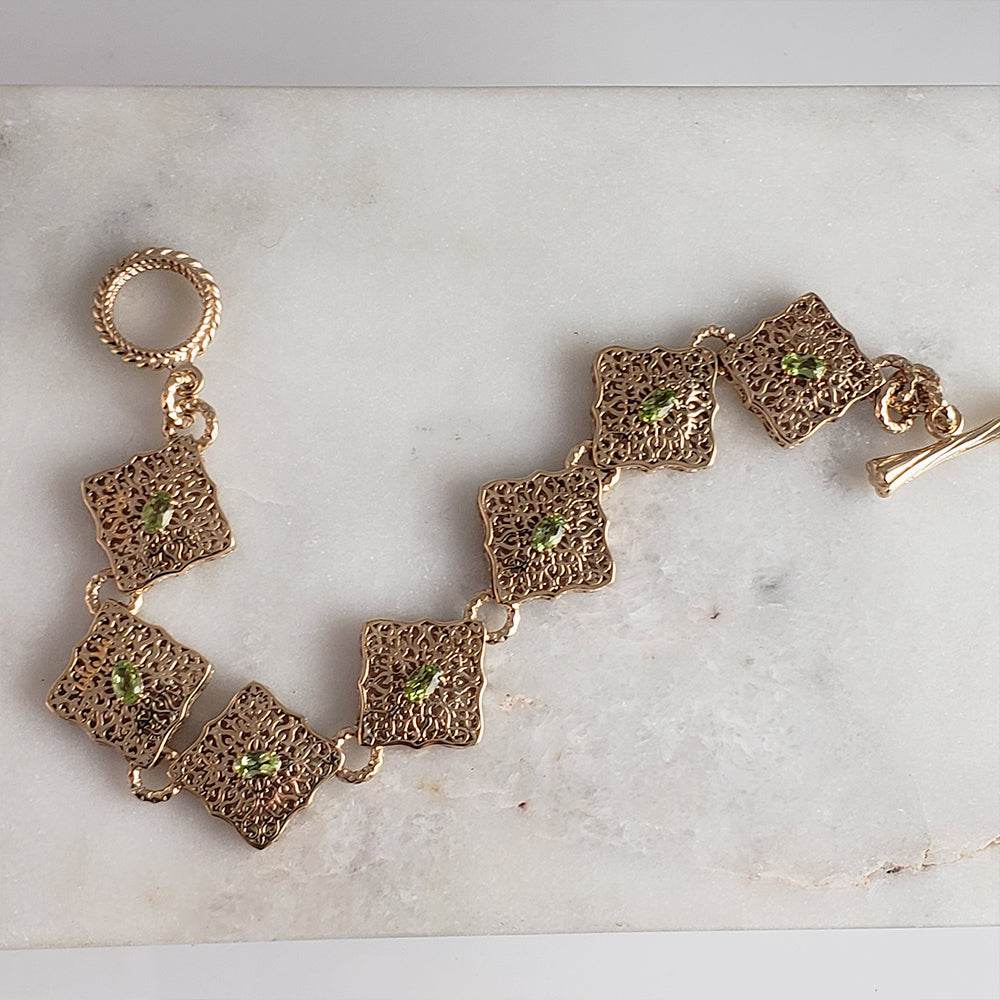 Luxurious Gemstone Panel Toggle Bracelet - TurkishBling
