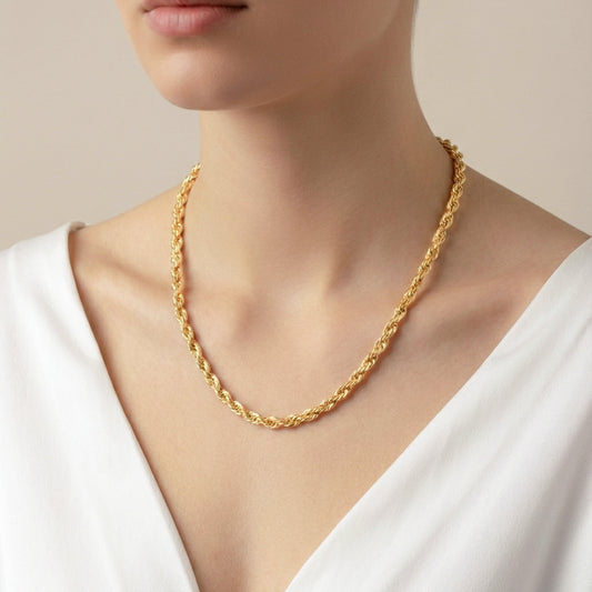 Rope Chain Delicate Statement Necklace - 5.5mm Gauge - Adjustable