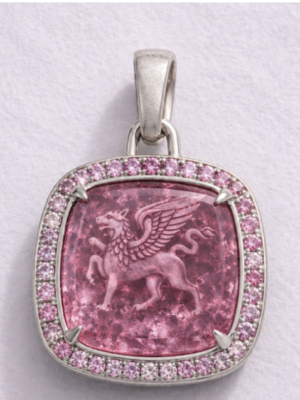 Pink Sapphire - Tourmaline Intaglio Pendant / Alina