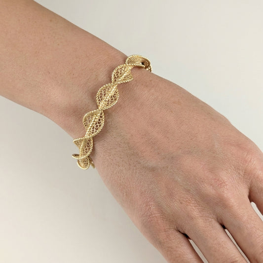 Twisted Filigree Bracelet Turkish Spiral Bangle Elegant Statement Bracelet