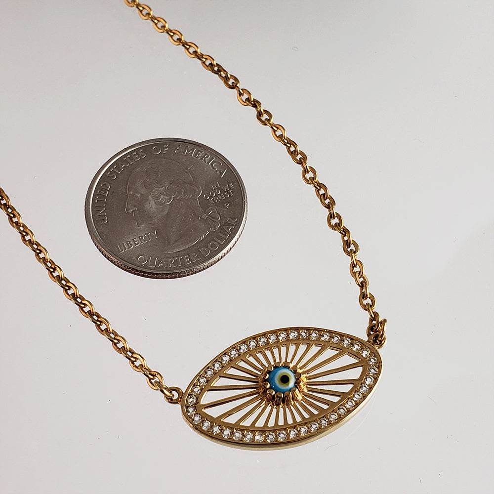Evil Eye Pendant Necklace with Lobster Claw - TurkishBling