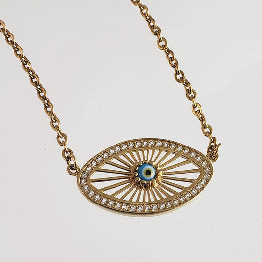 Evil Eye Pendant Necklace with Lobster Claw - TurkishBling