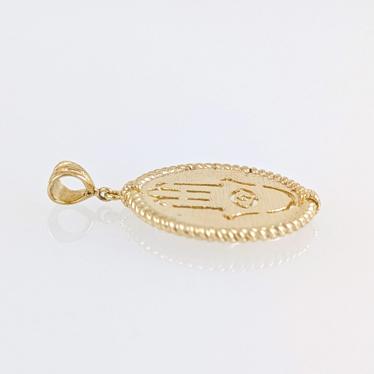 Round Hamsa Hand and Evil Eye Cutout Pendant