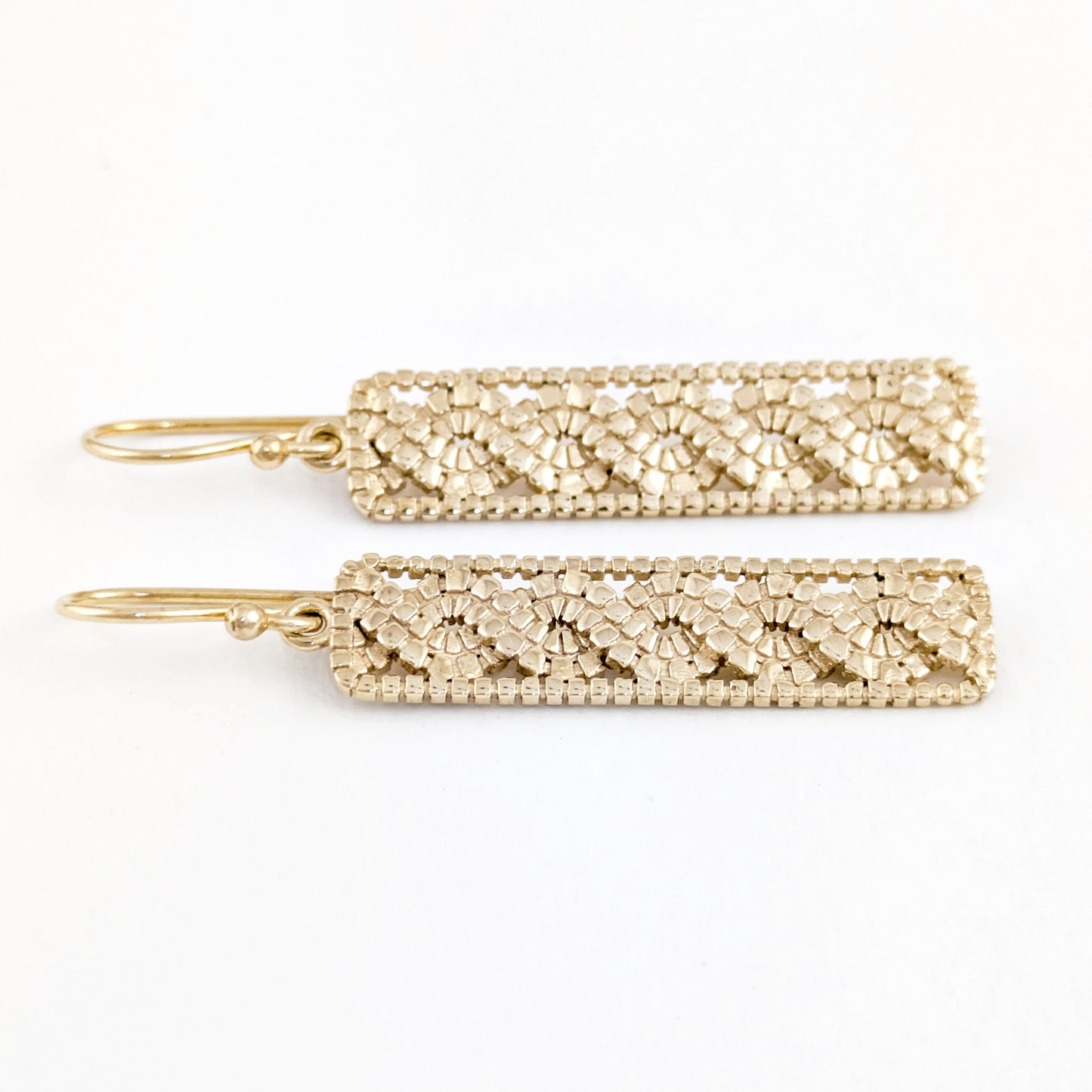 Textured Openwork Rectangular Drop Earrings