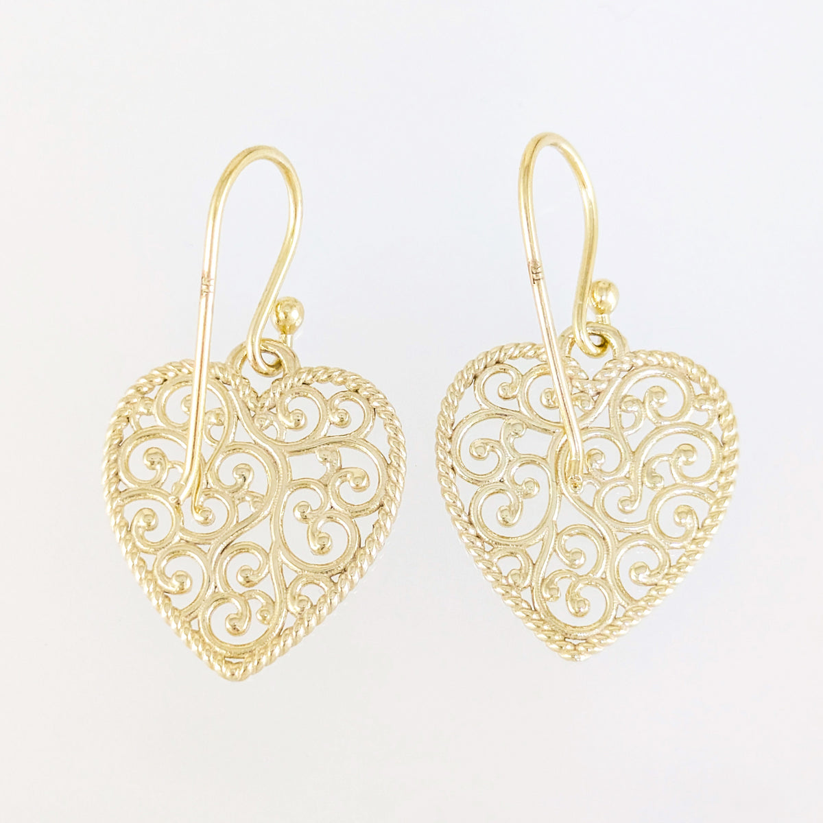 Heart Shape Openwork Filigree Drop Earrings