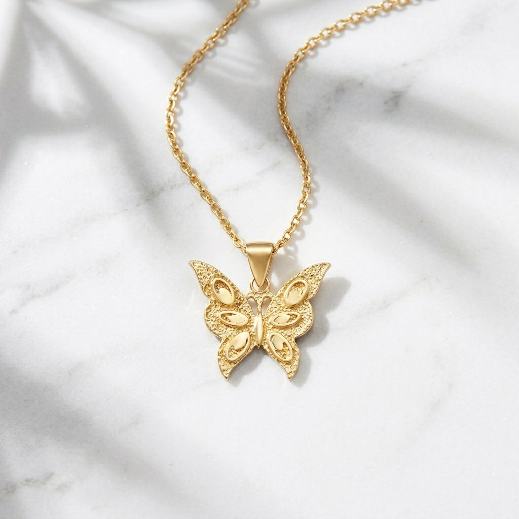 Gold Butterfly Pendant 18k Gold Over Bronze Minimalist Butterfly Pendant Dainty Nature Jewelry