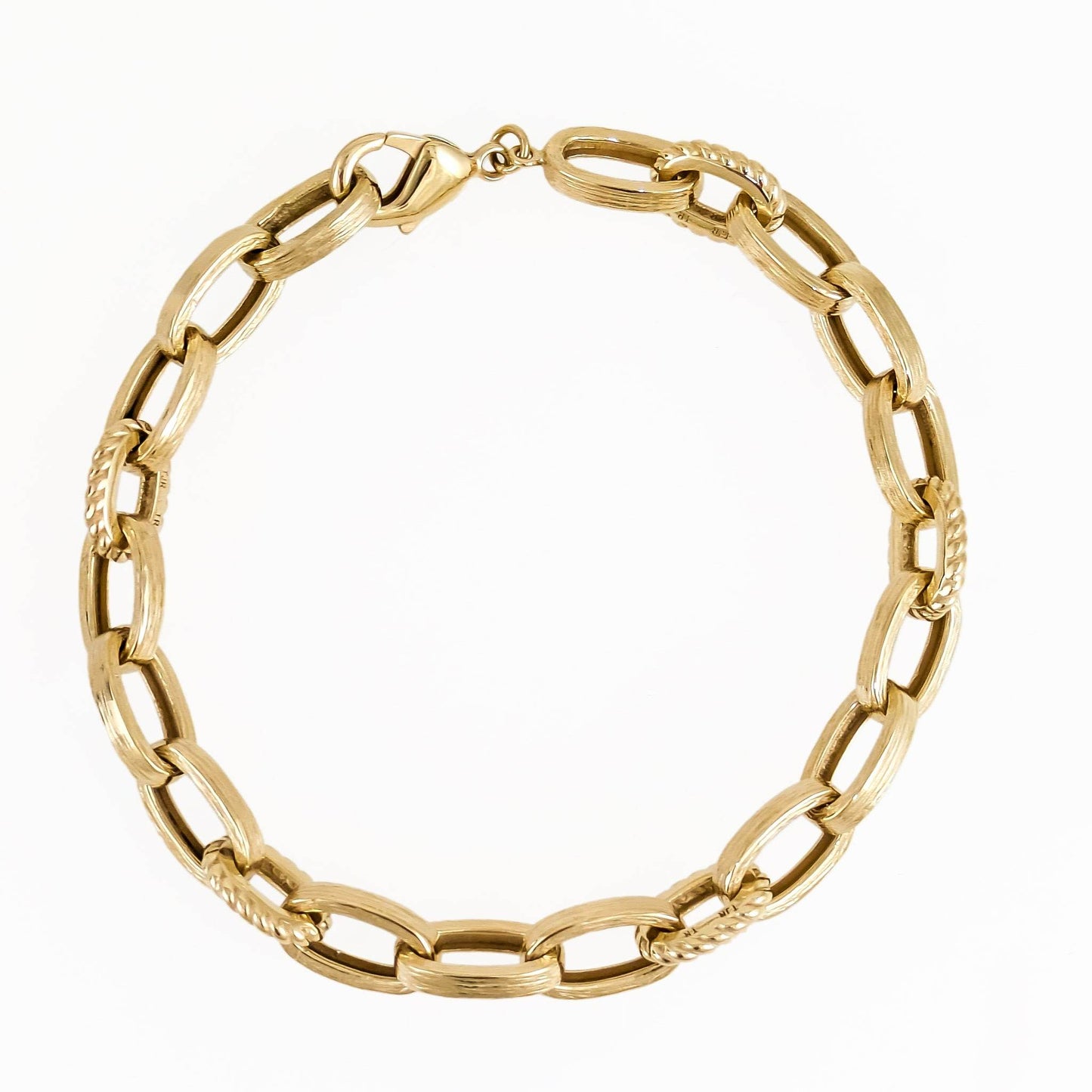 Bold Link Chain Bracelet – 7.5mm Classic Gold Finish - TurkishBling