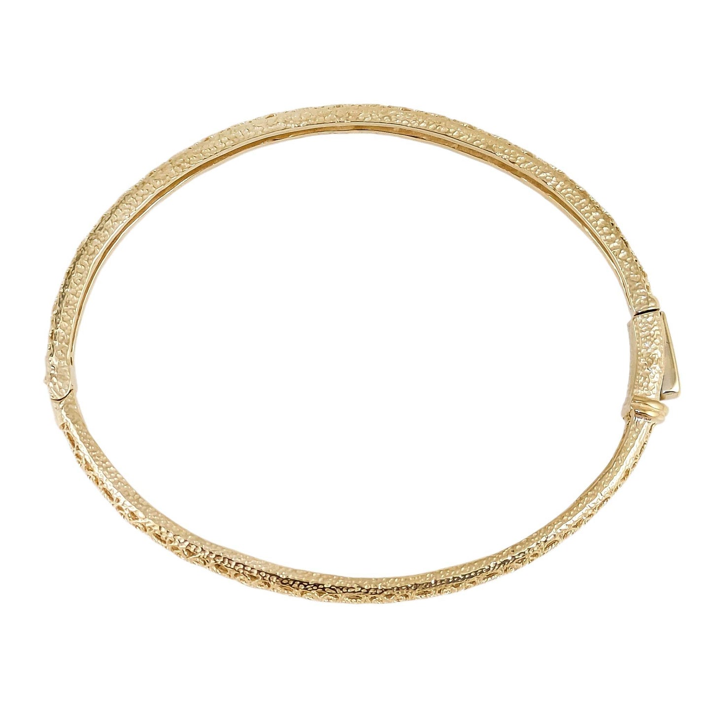 Delicate Filigree Bangle with Click-Top Clasp – Elegant Design from Istanbul – 5mm Width - TurkishBling
