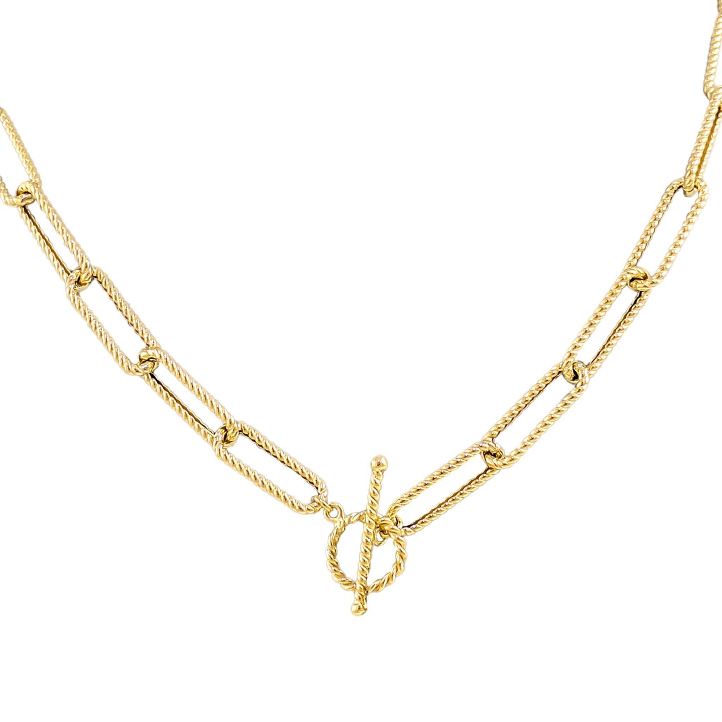 Paperclip Cable Link Necklace with Toggle Clasp – Bold 7mm Design - TurkishBling