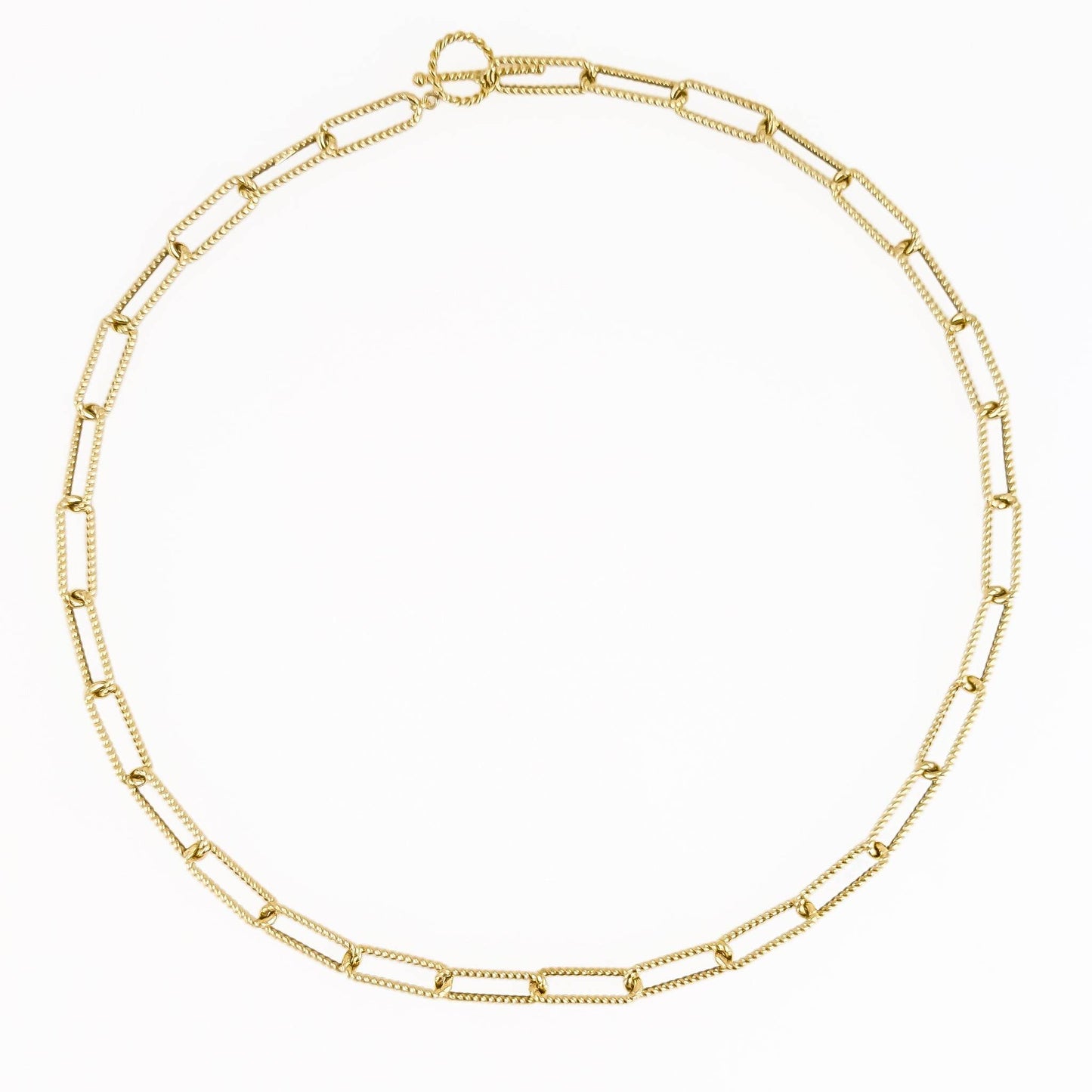 Paperclip Cable Link Necklace with Toggle Clasp – Bold 7mm Design - TurkishBling