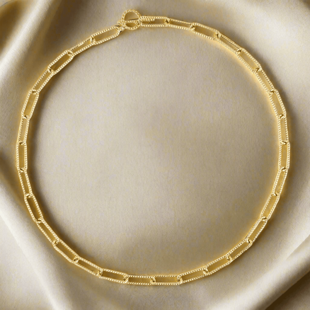 Paperclip Cable Link Necklace with Toggle Clasp – Bold 7mm Design - TurkishBling