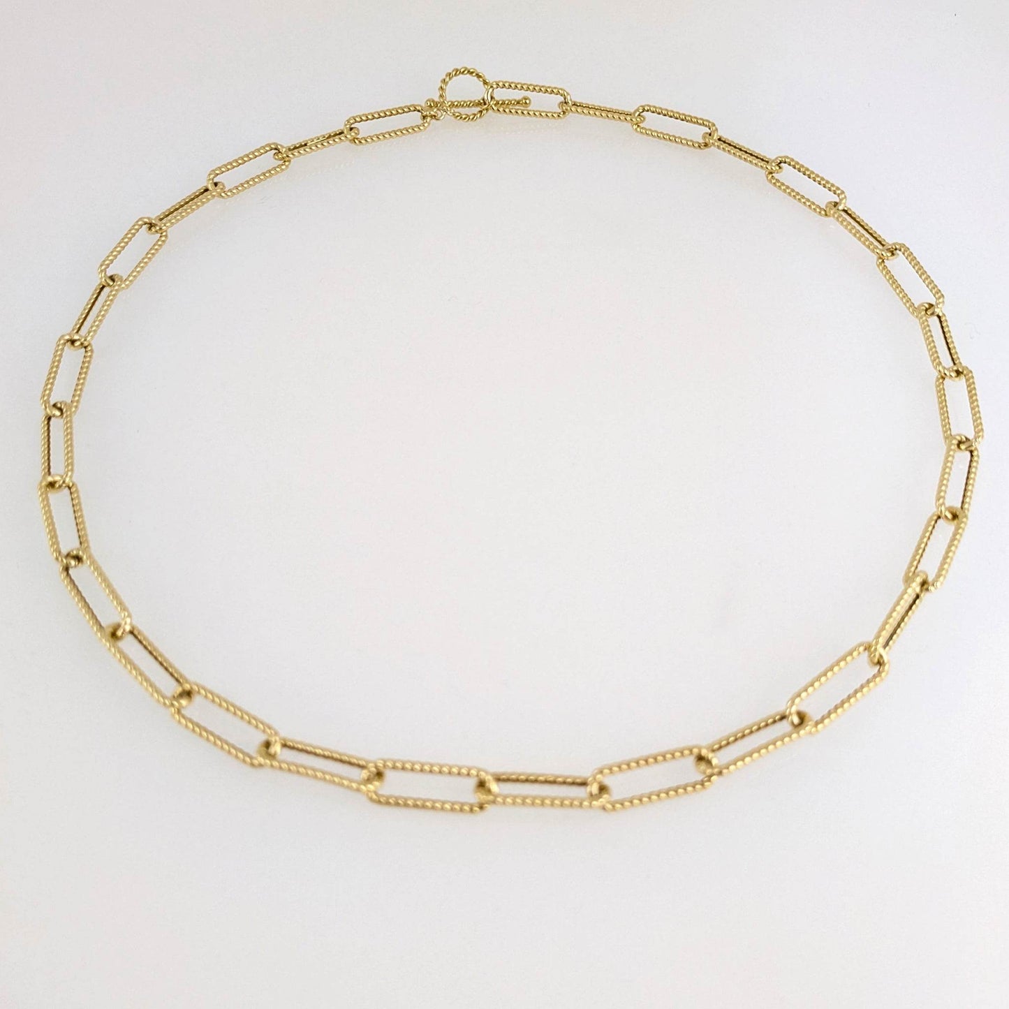 Paperclip Cable Link Necklace with Toggle Clasp – Bold 7mm Design - TurkishBling